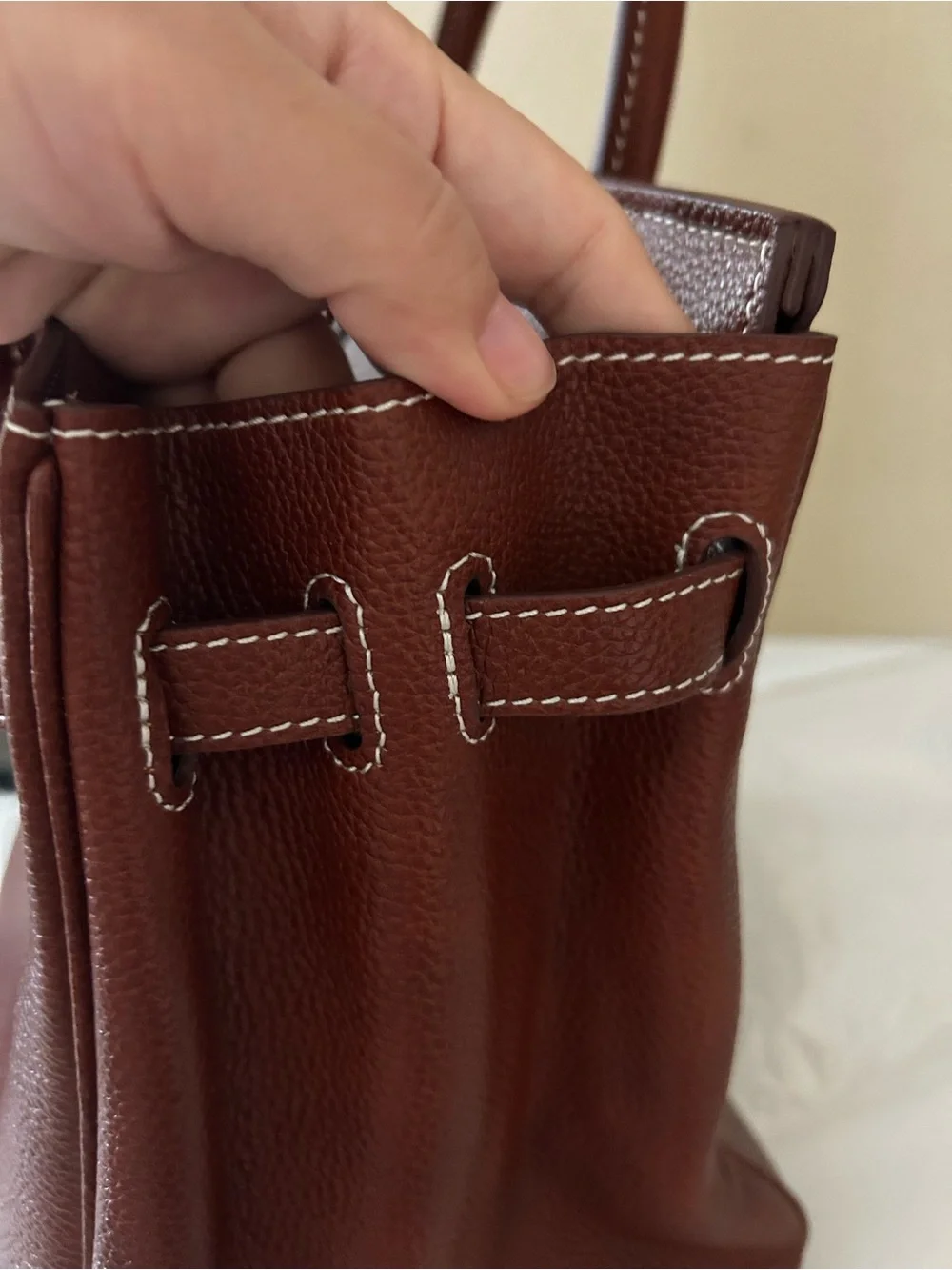 30cm Brown Saddle Leather Top-Handle Satchel
